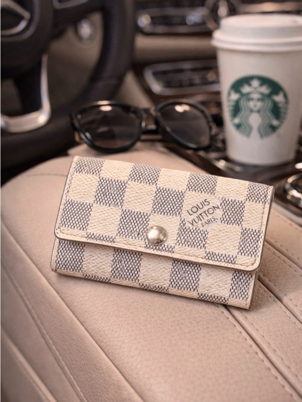 AUTHENTIC LOUIS VUITTON DAMIER AZUR MULTICLES 6 KEY HOLDER CASE